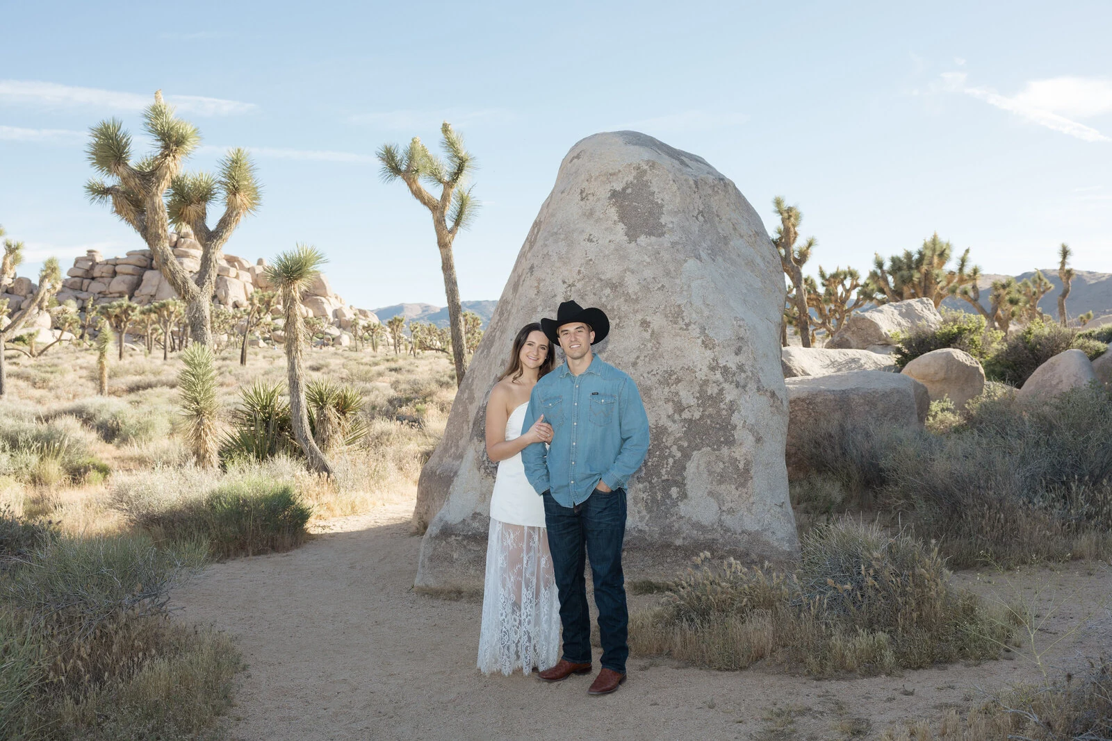 Couple smiling in Joshua Tree National Park