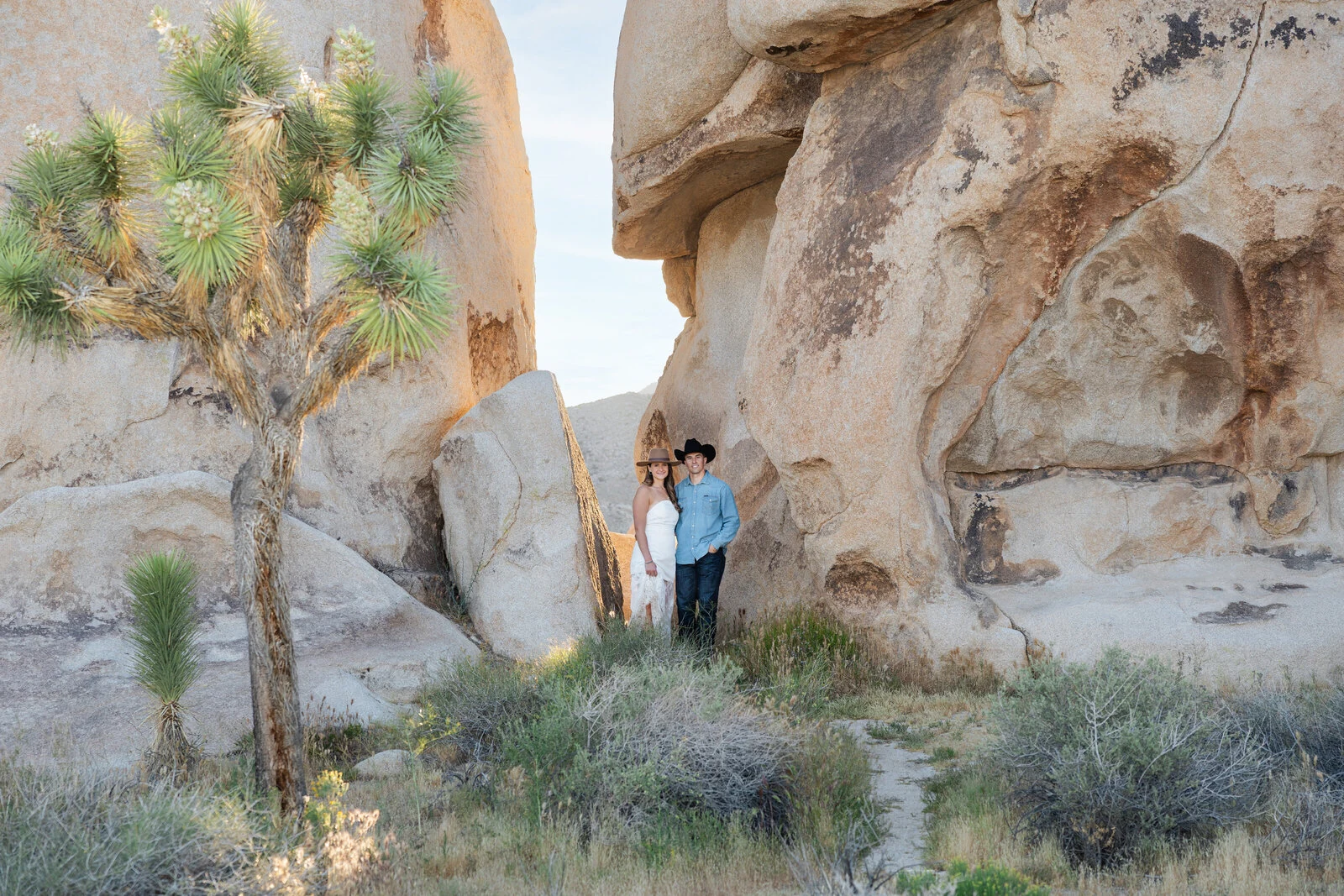Couple after they got married in Joshua Tree