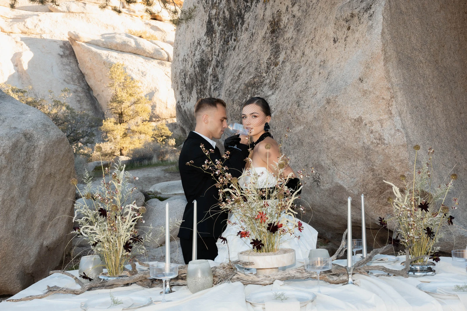 Couple celebrating their micro wedding in Joshua Tree